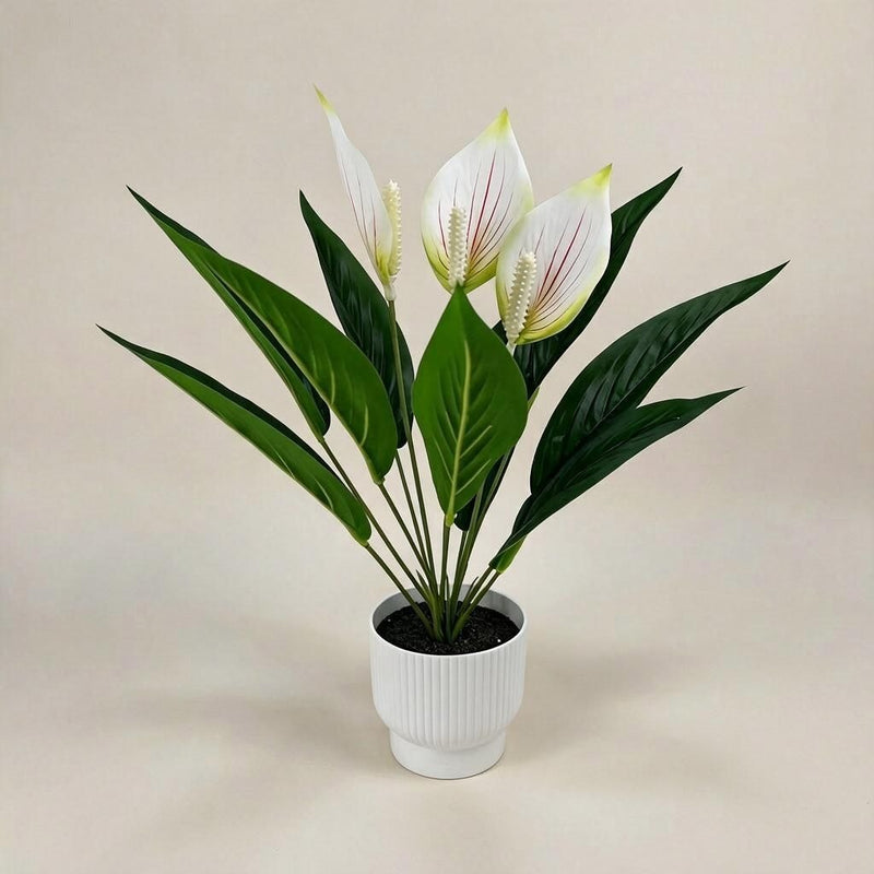 Artificial Anthurium Plant, 12-Bloom Bush, 17" Tall, PE/PVC Material, Indoor Decor for Home, Office, Events