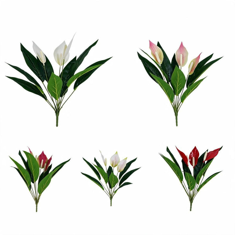 Artificial Anthurium Plant, 12-Bloom Bush, 17" Tall, PE/PVC Material, Indoor Decor for Home, Office, Events