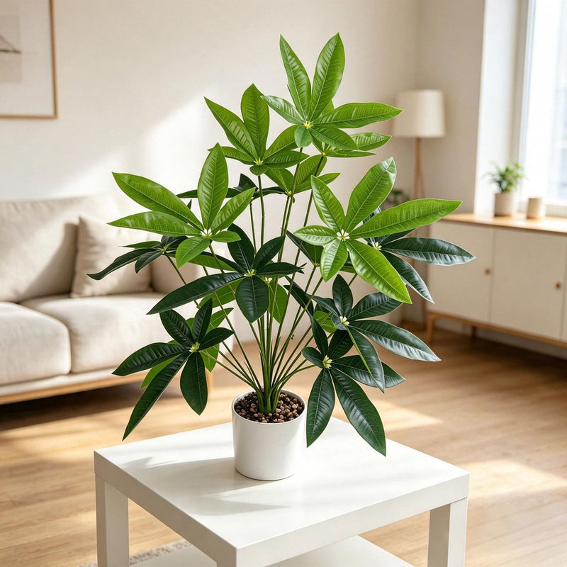 Artificial Lucky Leaf Bush with 18 Blooms, 29-Inch Tall, PE/PVC Material, Ideal for Indoor Décor, Weddings, and Events