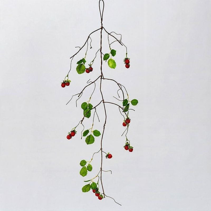 Artificial Raspberry Vine Garland with Berries, 38" Long Realistic Faux Foliage for Home Decor, Wedding Backdrops, Floral Arrangements