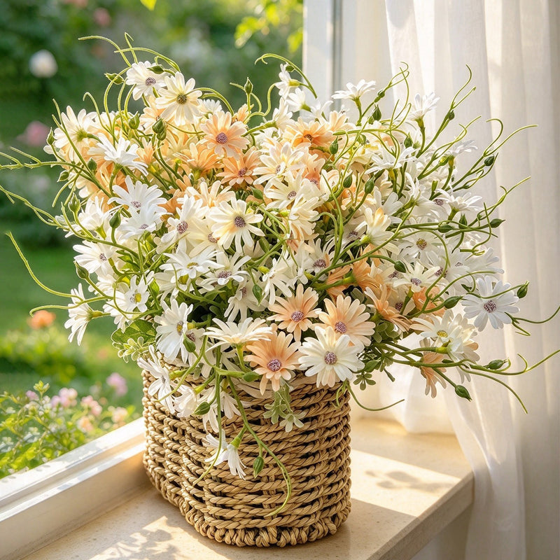 Artificial Chrysanthemum Bush, 15" Tall, Realistic Dutch Daisy Style, Perfect for Home Decor, Weddings, and Events