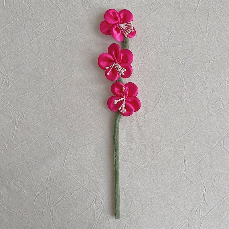 Artificial Silk Plum Blossom Bouquet, 10 Stems with 30 Blooms, 12" Tall, Wedding & Home Decor