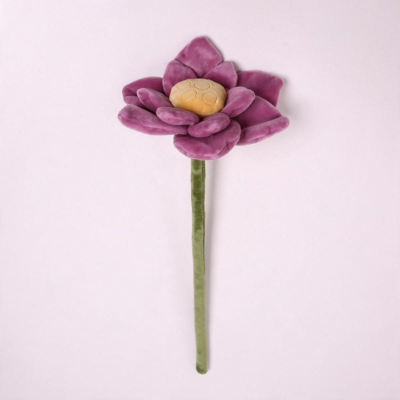 Faux Plush Lotus Flower, Single Stem with Bendable Wire, 17" Tall, Home Decor & Wedding Arrangements
