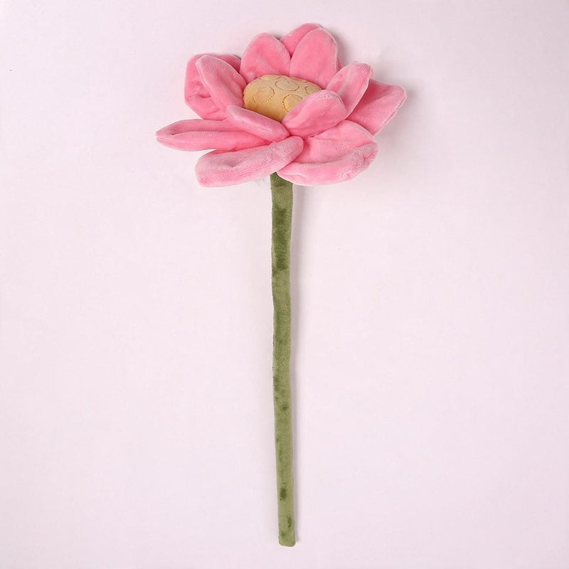 Faux Plush Lotus Flower, Single Stem with Bendable Wire, 17" Tall, Home Decor & Wedding Arrangements