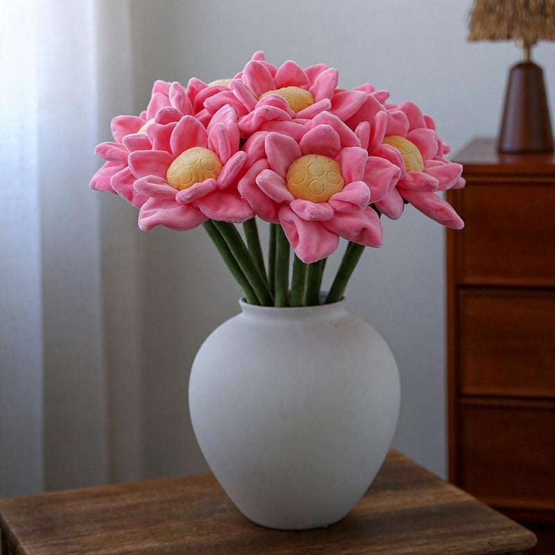 Faux Plush Lotus Flower, Single Stem with Bendable Wire, 17" Tall, Home Decor & Wedding Arrangements