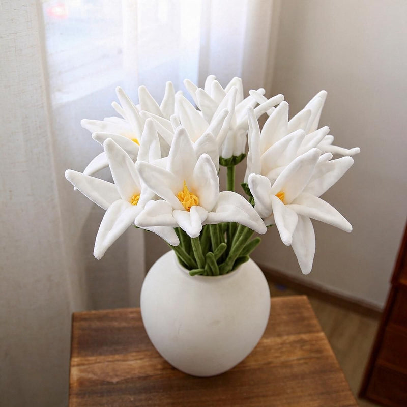 Single Stem Artificial Lily, 20" Tall, Faux Silk Flower for Home Decor, Weddings, and Events