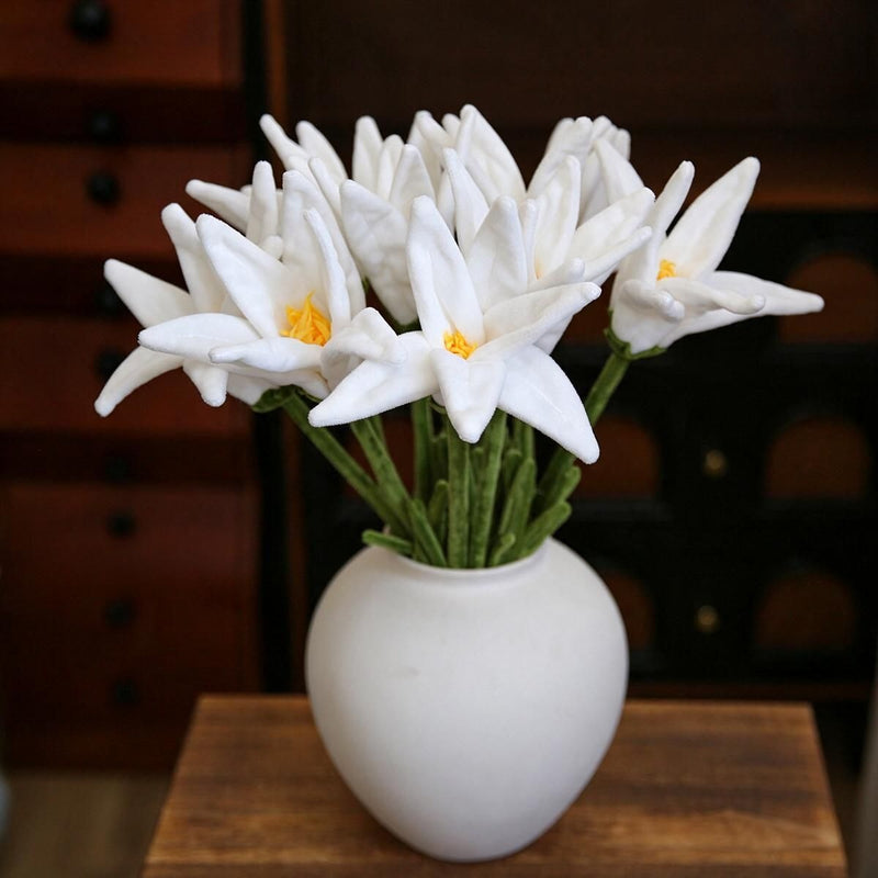 Single Stem Artificial Lily, 20" Tall, Faux Silk Flower for Home Decor, Weddings, and Events