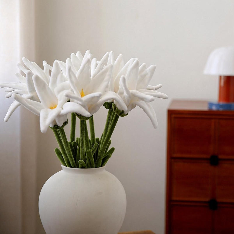Single Stem Artificial Lily, 20" Tall, Faux Silk Flower for Home Decor, Weddings, and Events