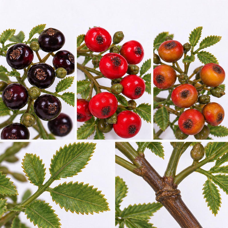 Artificial Red Berry Bush, 87cm Tall, Plastic Faux Berries for Wedding, Home, and Commercial Decor
