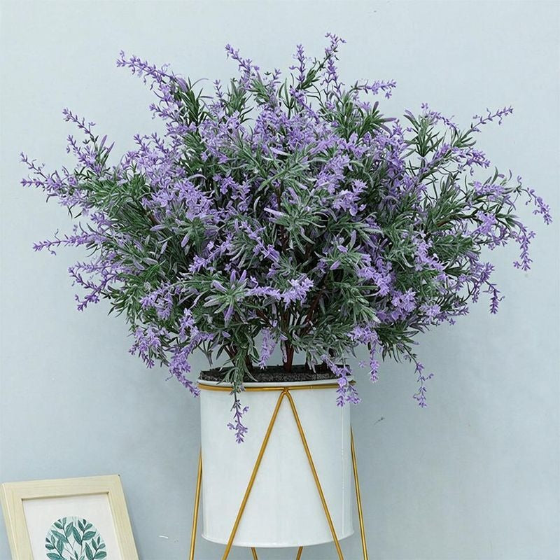 Artificial Lavender & Water Grass Stems, Single Stem with Natural Look, 18.5" for Weddings, Home & Office Decor