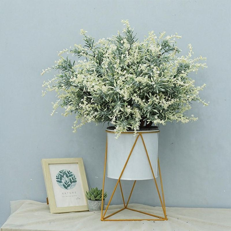 Artificial Lavender & Water Grass Stems, Single Stem with Natural Look, 18.5" for Weddings, Home & Office Decor