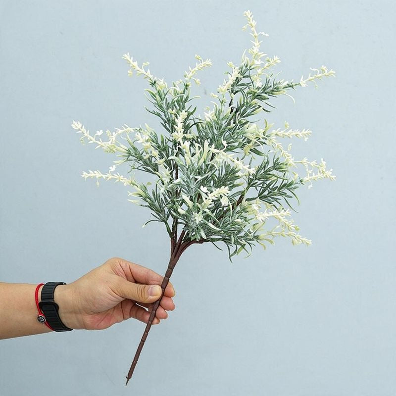 Artificial Lavender & Water Grass Stems, Single Stem with Natural Look, 18.5" for Weddings, Home & Office Decor