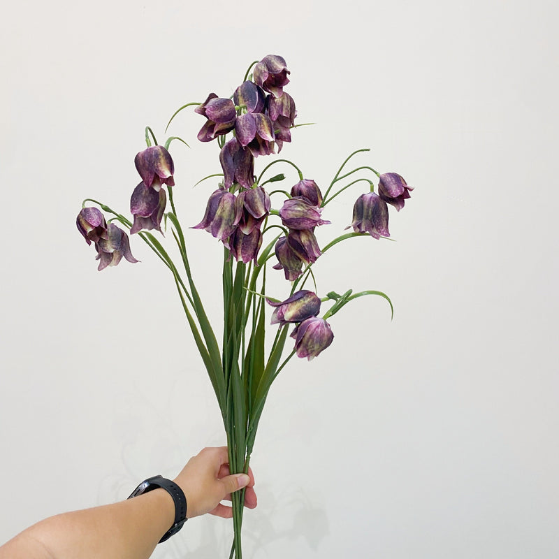 Artificial Fritillaria Flower Bush, Retro Style Faux Silk and Plastic Blend, 70cm Tall, Perfect for Weddings, Home Decor, and Events