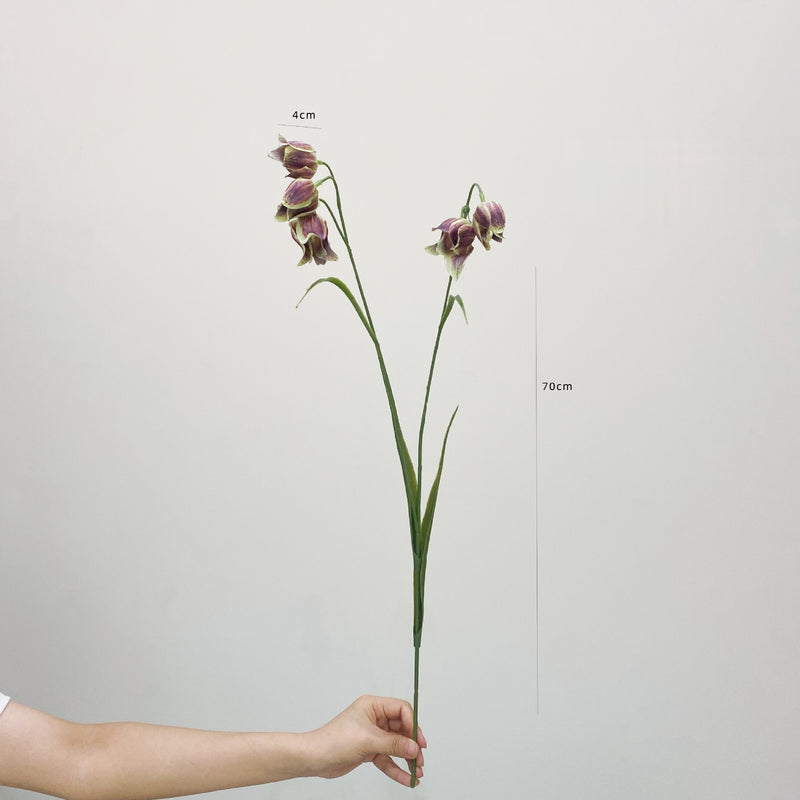 Artificial Fritillaria Flower Bush, Retro Style Faux Silk and Plastic Blend, 70cm Tall, Perfect for Weddings, Home Decor, and Events