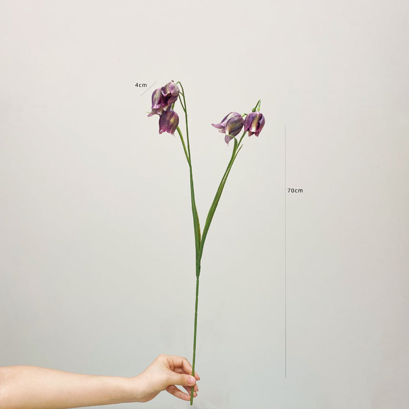 Artificial Fritillaria Flower Bush, Retro Style Faux Silk and Plastic Blend, 70cm Tall, Perfect for Weddings, Home Decor, and Events