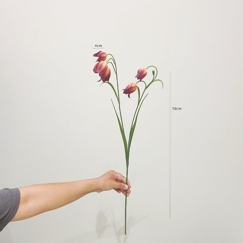 Artificial Fritillaria Flower Bush, Retro Style Faux Silk and Plastic Blend, 70cm Tall, Perfect for Weddings, Home Decor, and Events
