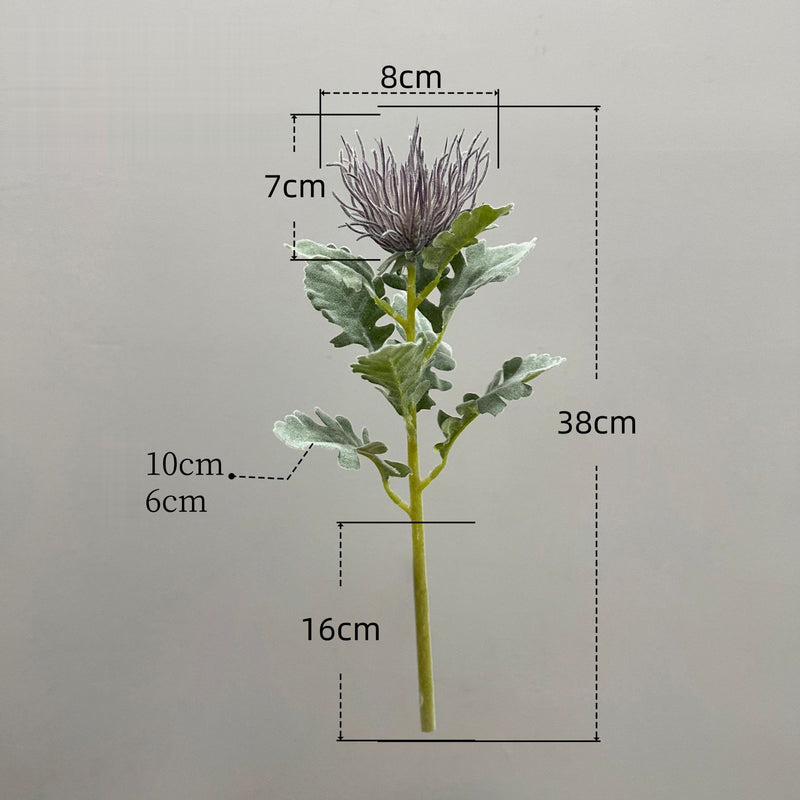 15" Artificial Eryngium Single Stem, Silk-Like Fabric, Wedding & Home Decor