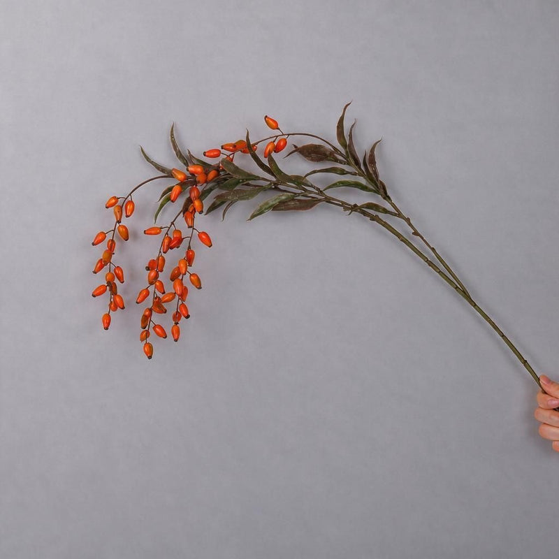 33" Artificial Goji Berry Bush, Realistic Plastic Decorative Foliage for Home, Wedding, and Event Decor