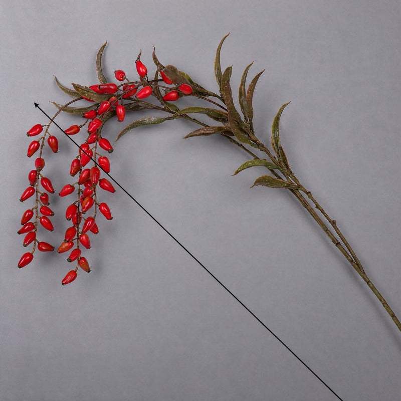 33" Artificial Goji Berry Bush, Realistic Plastic Decorative Foliage for Home, Wedding, and Event Decor