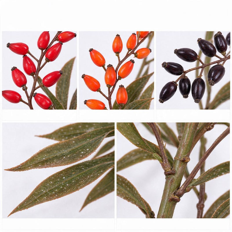 33" Artificial Goji Berry Bush, Realistic Plastic Decorative Foliage for Home, Wedding, and Event Decor