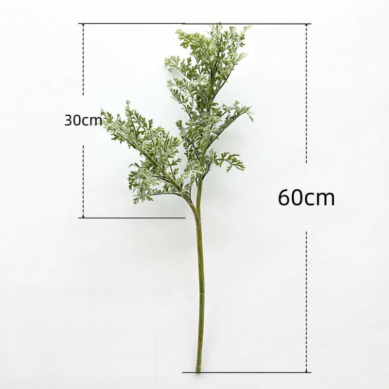 Artificial Dusty Miller Bush, Silver Leaf Foliage, 24" Tall, Perfect for Weddings, Home Decor, and Events