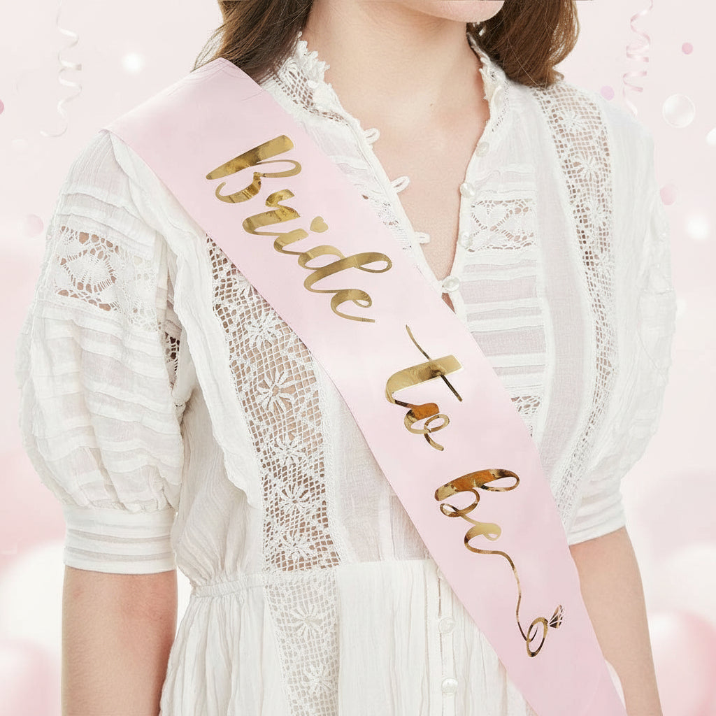 Bachelorette Party Bride to Be Sash - Gold Foil Bride Shoulder Sash for Bachelorette Celebrations
