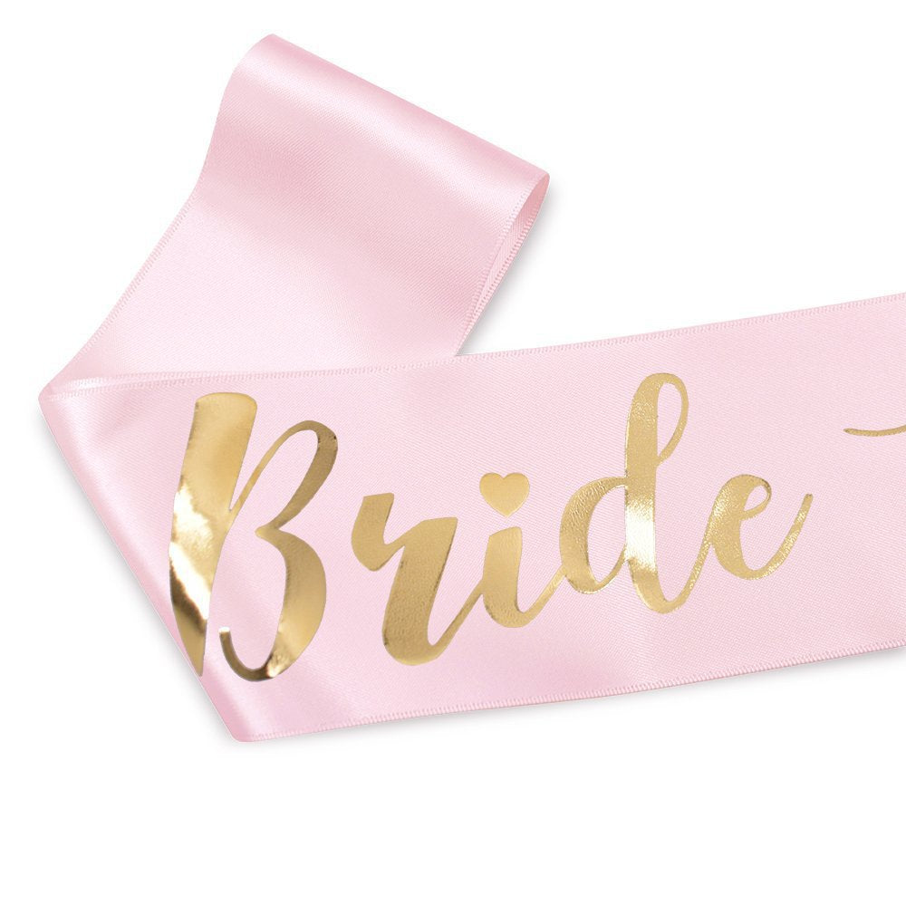 Bachelorette Party Bride to Be Sash - Gold Foil Bride Shoulder Sash for Bachelorette Celebrations