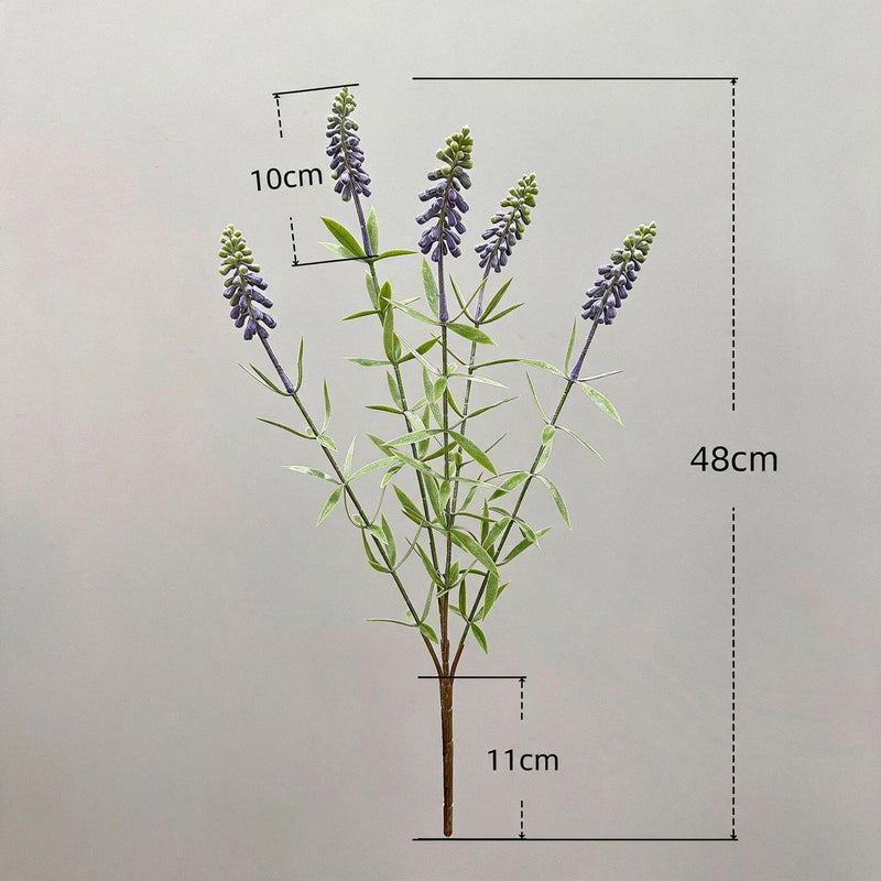 Artificial Lavender and Hyacinth Bush with 5 Blooms, 19" Tall, Plastic, Perfect for Home Decor, Weddings, and Events