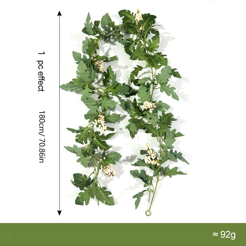 Artificial Chrysanthemum Leaf Garland Vine, Faux Silk Greenery, Bendable Hanging Vine for Wedding, Home and Holiday Decor