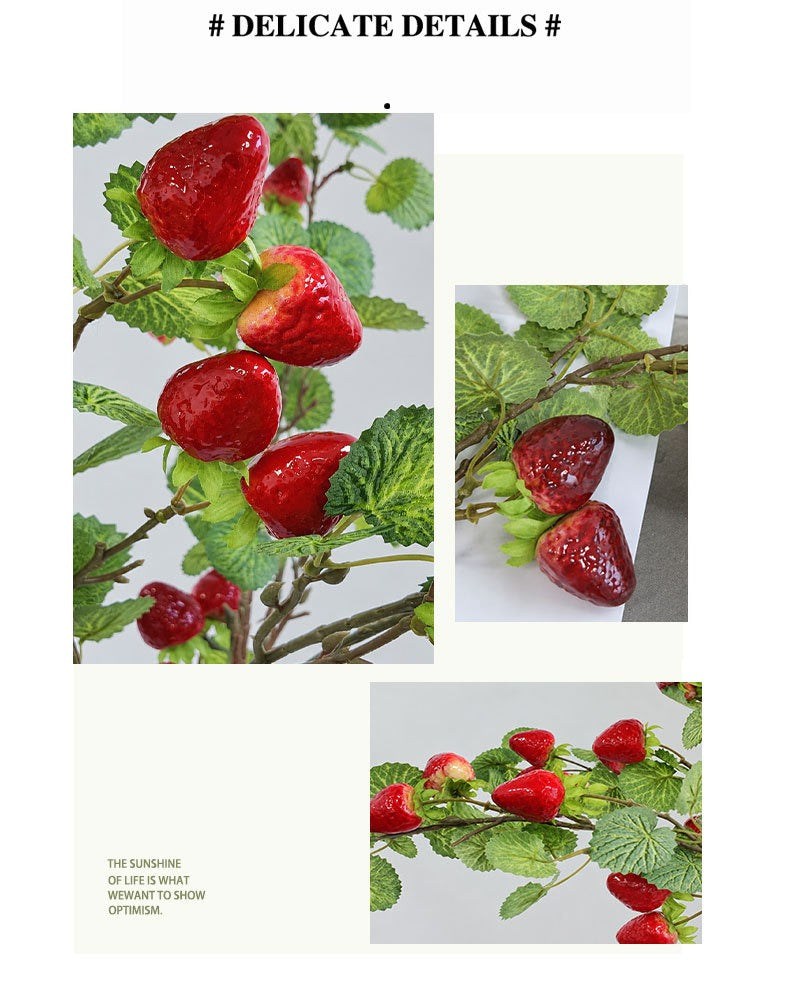 Artificial Wild Berry Bush with Strawberry Fruits, 35" Tall, Foam Material for Home Decor, Wedding Arrangements