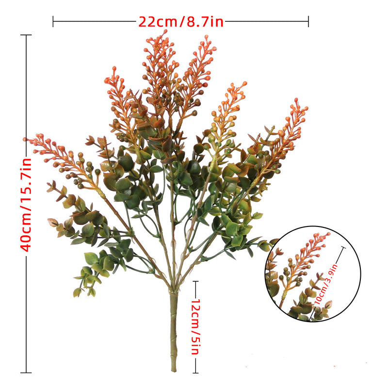 Artificial Eucalyptus Bush, 15-Leaf Realistic Foliage, 16" Height, UV-Resistant for Indoor & Outdoor Use