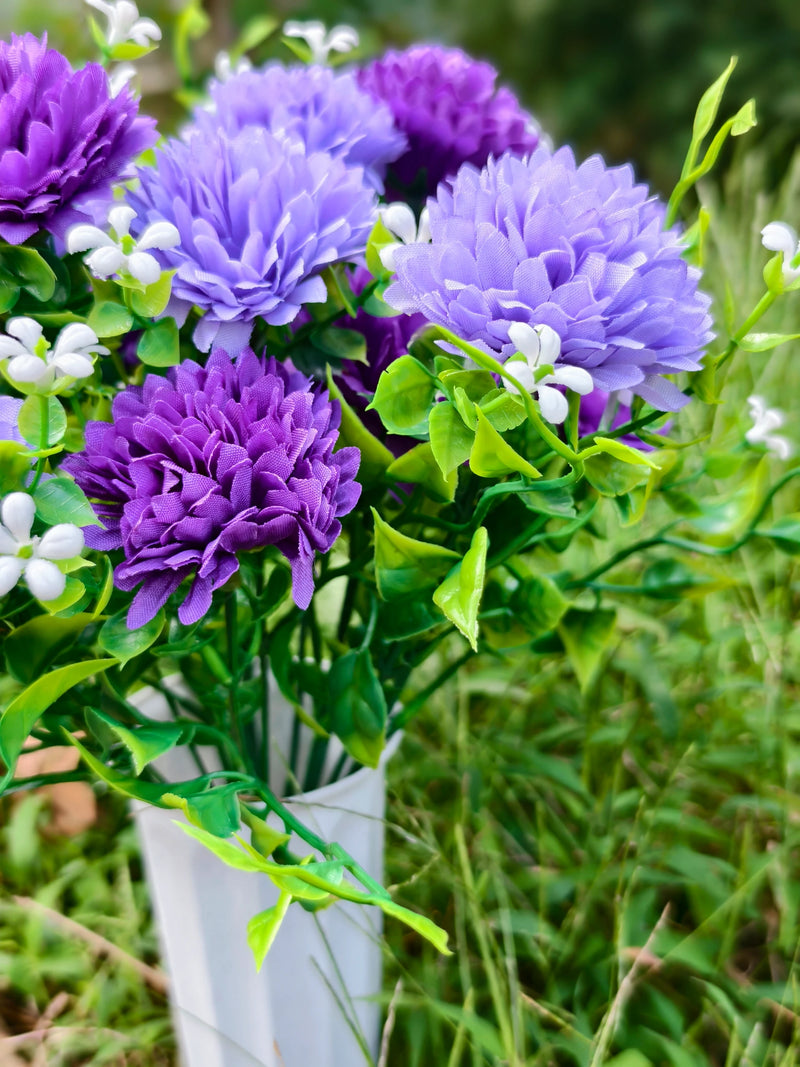Artificial Baby's Breath Dandelion Flower Bush, 21 Blooms, Faux Silk, Cemetery & Memorial Flowers
