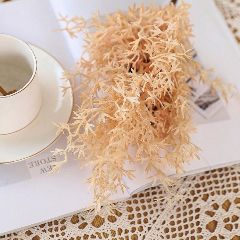 Artificial Frosted Misty Grass Bush, Plastic Faux Oncidium Filler Spray, 21 in, for Wedding, Home & Window Display