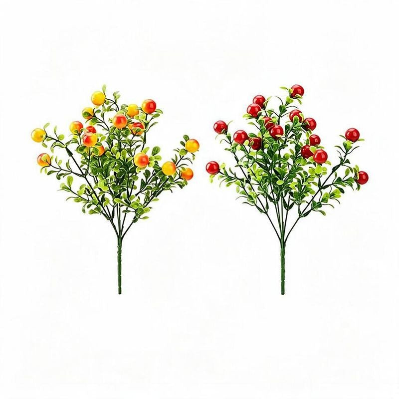 Artificial Wild Berry Bush, Red & Yellow Fortune Fruit Stem, Mixed Materials, for Home, Wedding & Hotel Decor