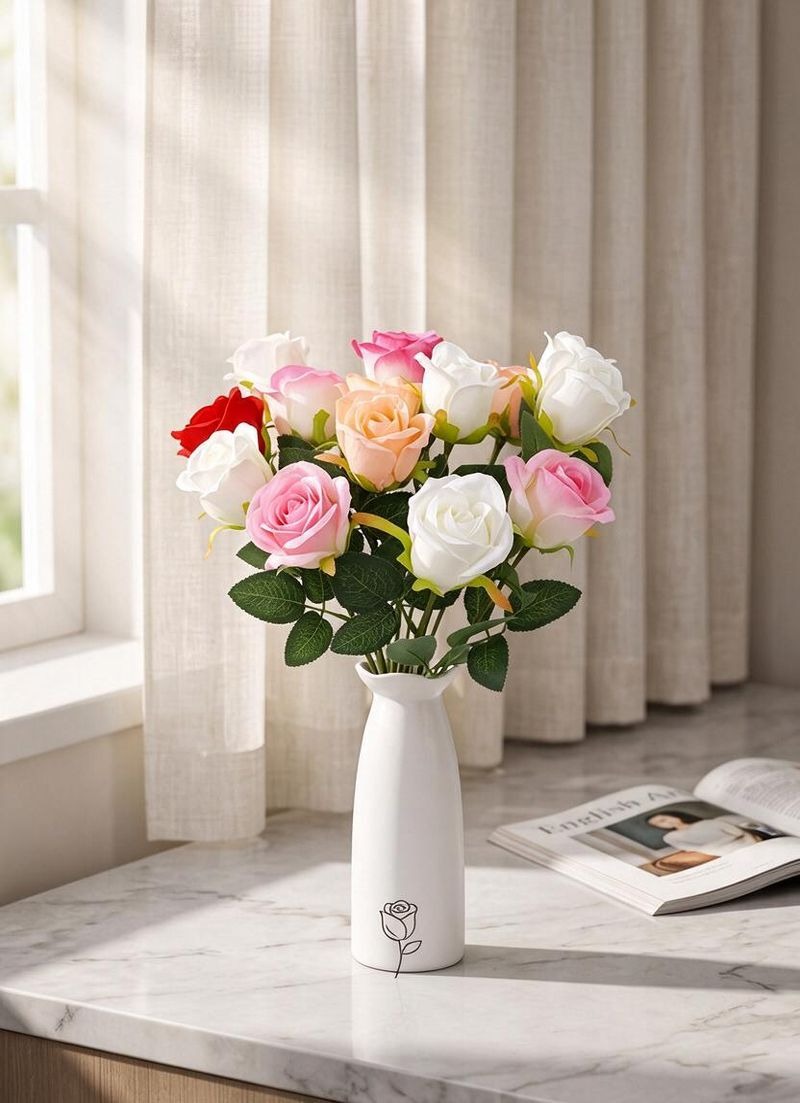 Artificial Rose Single Stem, Bendable Stem, Wedding, Home Decor & Hotel Display