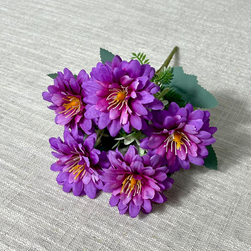 Artificial Cosmos Flower Bush with 5 Blooms, Faux Silk-Like Fabric, Rustic Floral for Wedding, Home Decor & Window Displays