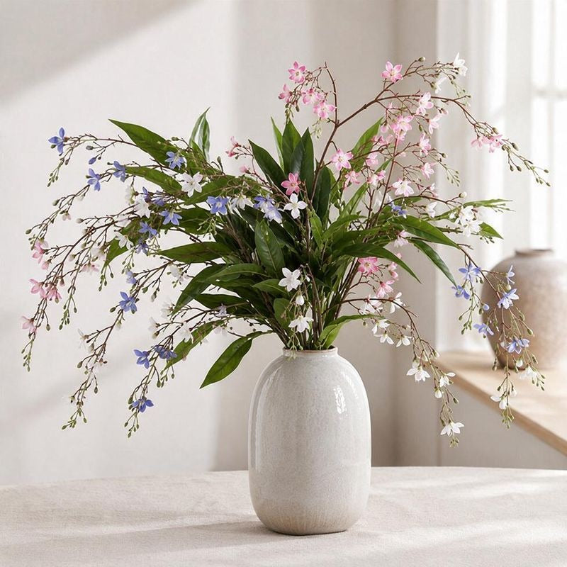 Artificial Jasmine Bush, Trailing Branches with Detailed Leaves, Faux Flowers for Vase Arrangements, Weddings, Hotels and Window Displays