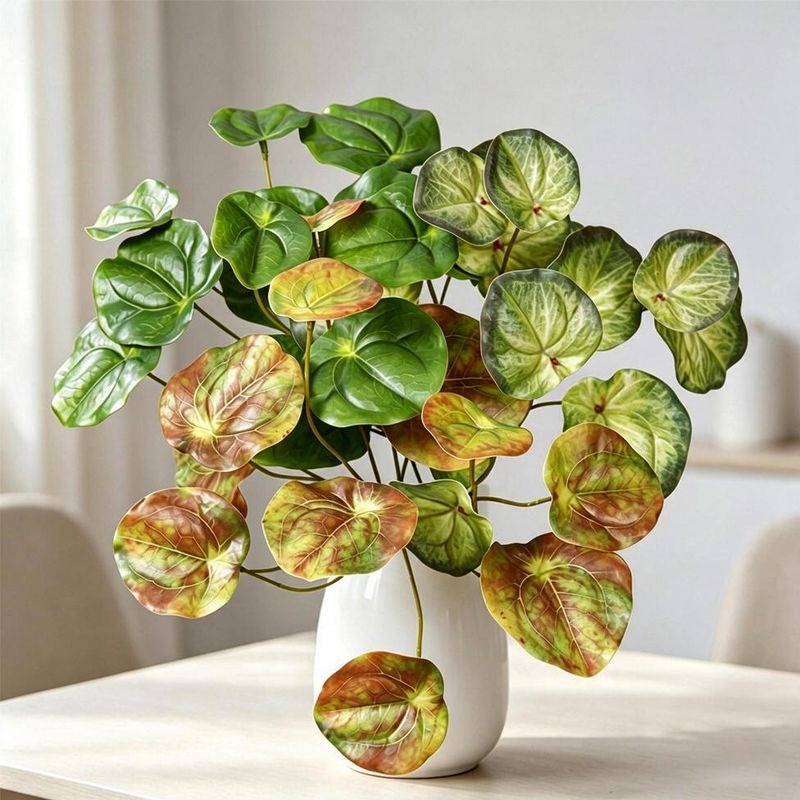 Artificial Mirror Leaf Philodendron Bush, 12-Branch Faux Greenery for Vases, Home, Hotel & Wedding Decor