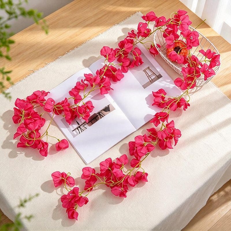 Artificial Bougainvillea Garland Vine, 6 ft Hanging Flower Garland with 135 Blooms, Wedding & Home Decor