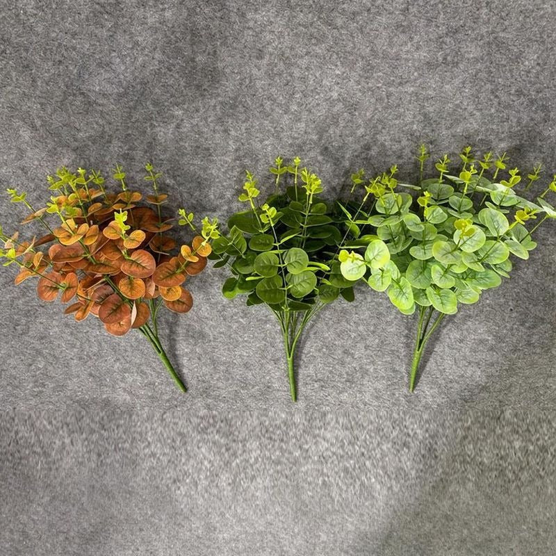 Artificial Money Leaf Bush, Round Leaf Faux Greenery Bunch for Vase Arrangements, Home Decor and Weddings