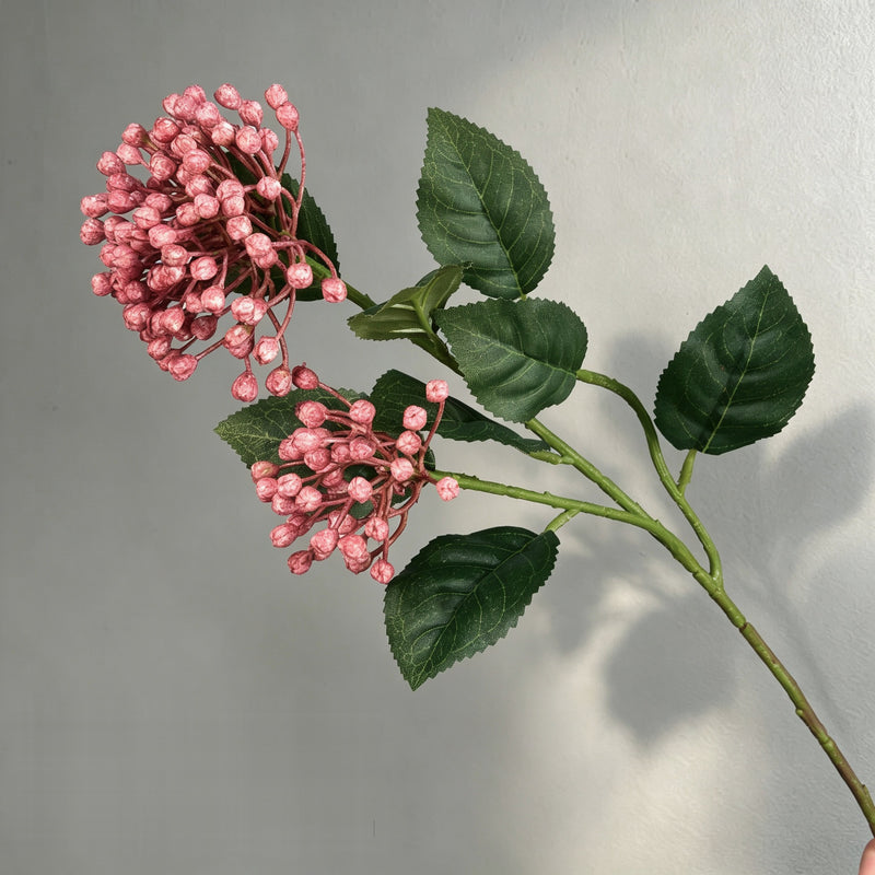 Artificial Wild Berry Bush with Leaves, 2 Berry Clusters, Plastic, for Wedding, Home & Window Display