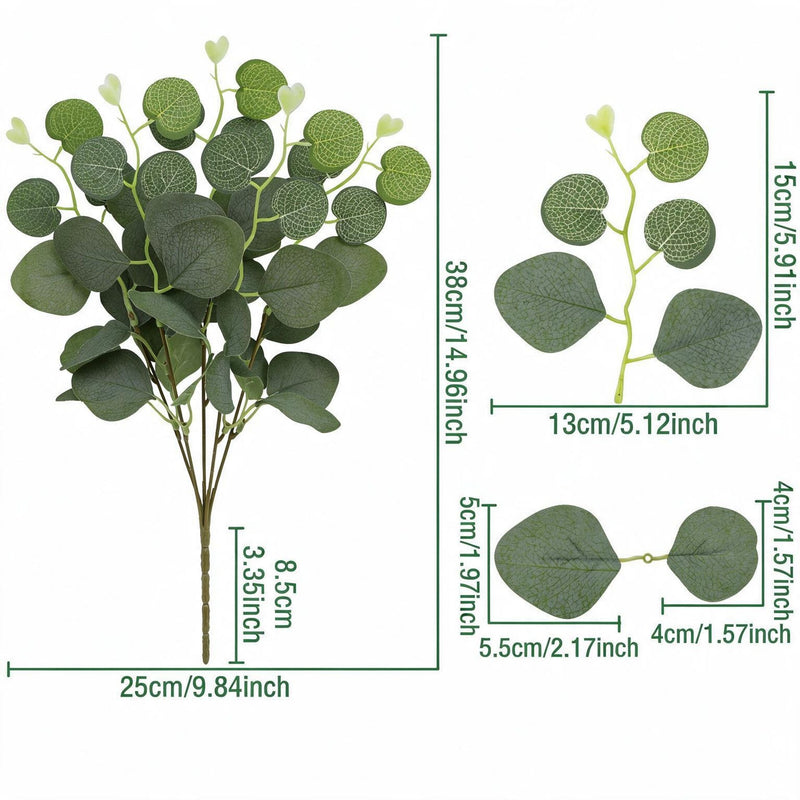 Artificial Eucalyptus Leaf Bush, Autumn-Toned Faux Greenery Stem, PE Plastic, for Wedding Floral Design, Home Decor & Window Displays