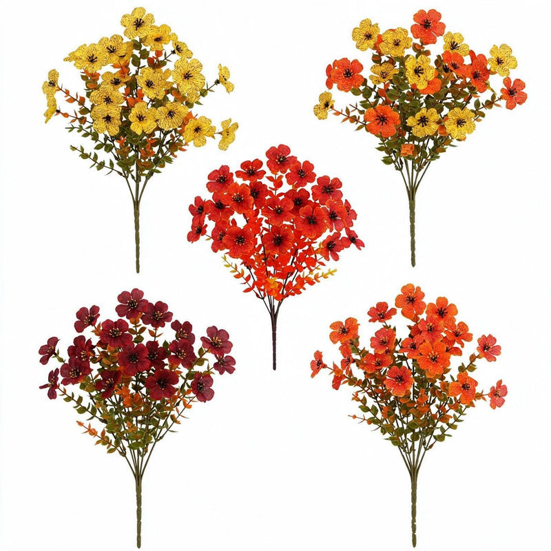 Artificial Eucalyptus Bush, 18 Branches & Leaves, Nordic Style Faux Greenery, Pack of 5 for Wedding, Home & Holiday Decor
