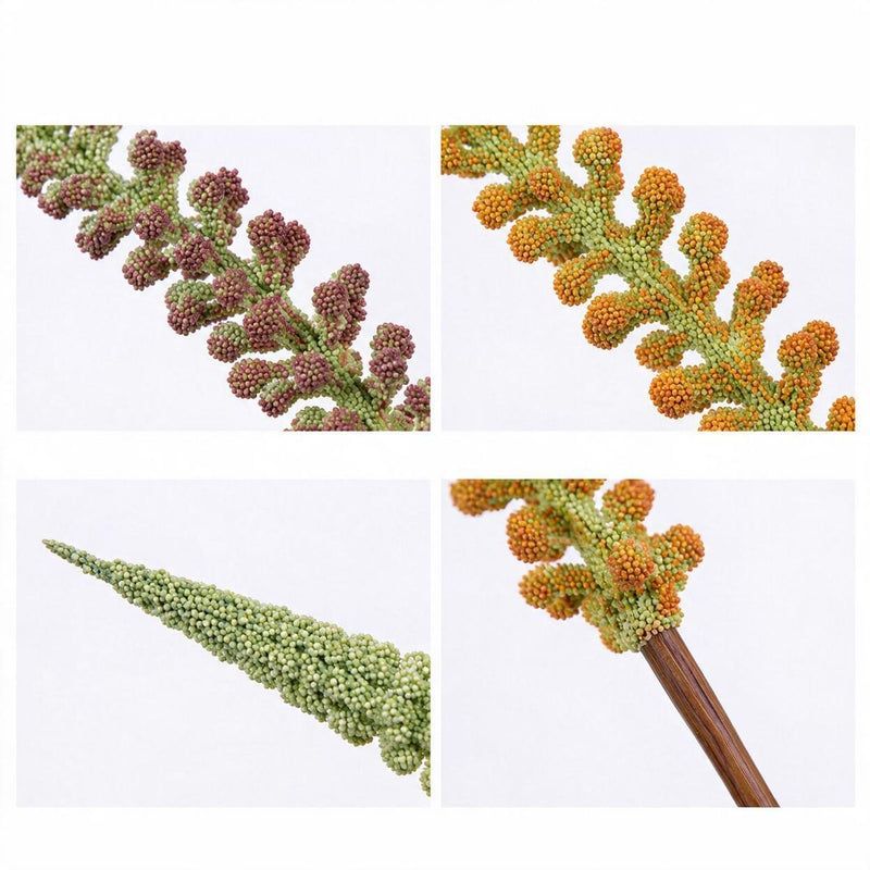 Artificial Foxtail Grass Stem, Faux Horsetail Greenery, Single Plastic Stem for Wedding, Home & Window Display