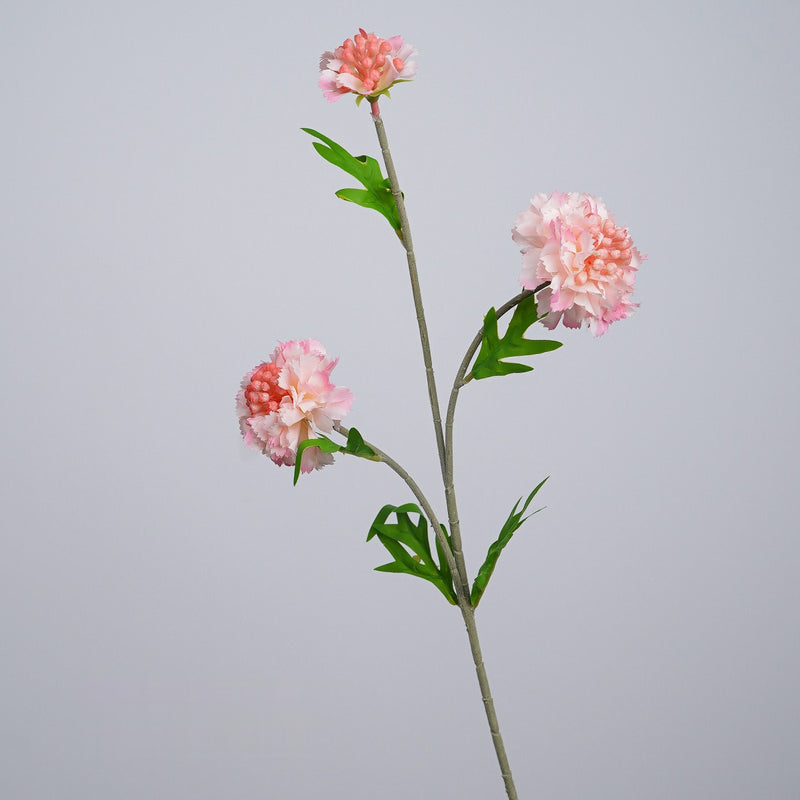 Artificial Scabiosa, Carnation & Daisy Flower Bush with 3 Blooms, Flocked, Wedding & Home Decor