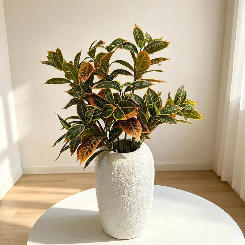 Artificial Croton Bush, Faux Greenery Plant for Home, Hotel & Window Display, Wedding and Event Decor