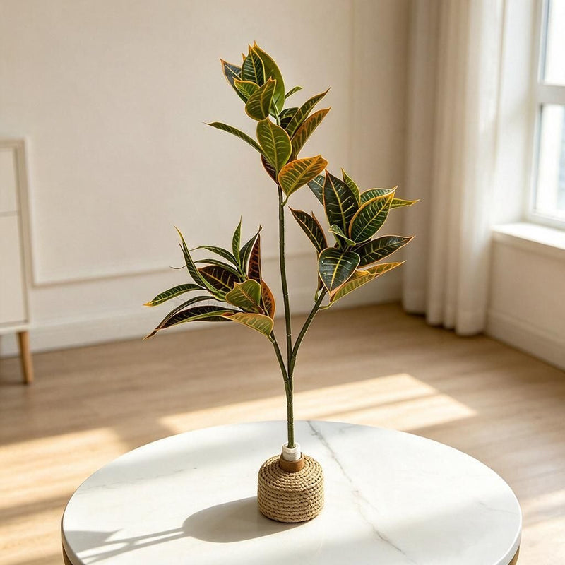 Artificial Croton Bush, Faux Greenery Plant for Home, Hotel & Window Display, Wedding and Event Decor