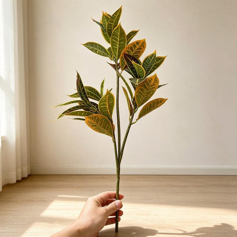 Artificial Croton Bush, Faux Greenery Plant for Home, Hotel & Window Display, Wedding and Event Decor