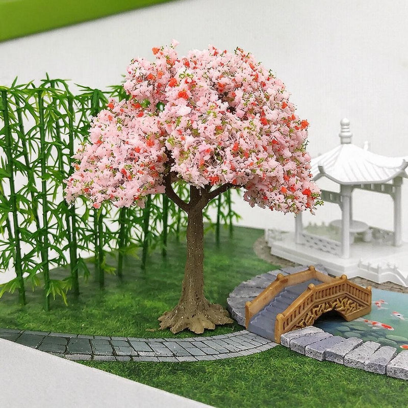 Artificial Peach Blossom Filler Bunch, Plastic Mini Cherry Blossom Tree Branch for Miniature Scenes, Window Displays, Spring Decor
