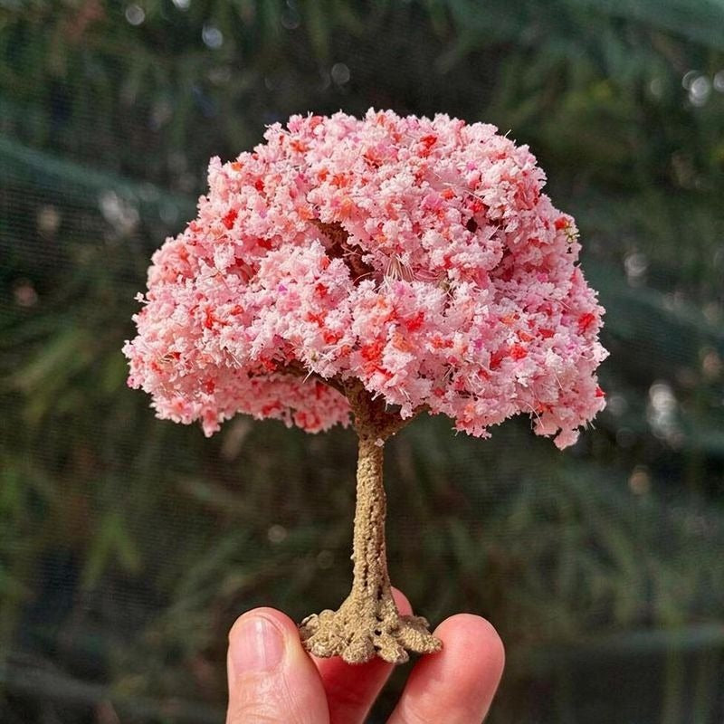 Artificial Peach Blossom Filler Bunch, Plastic Mini Cherry Blossom Tree Branch for Miniature Scenes, Window Displays, Spring Decor